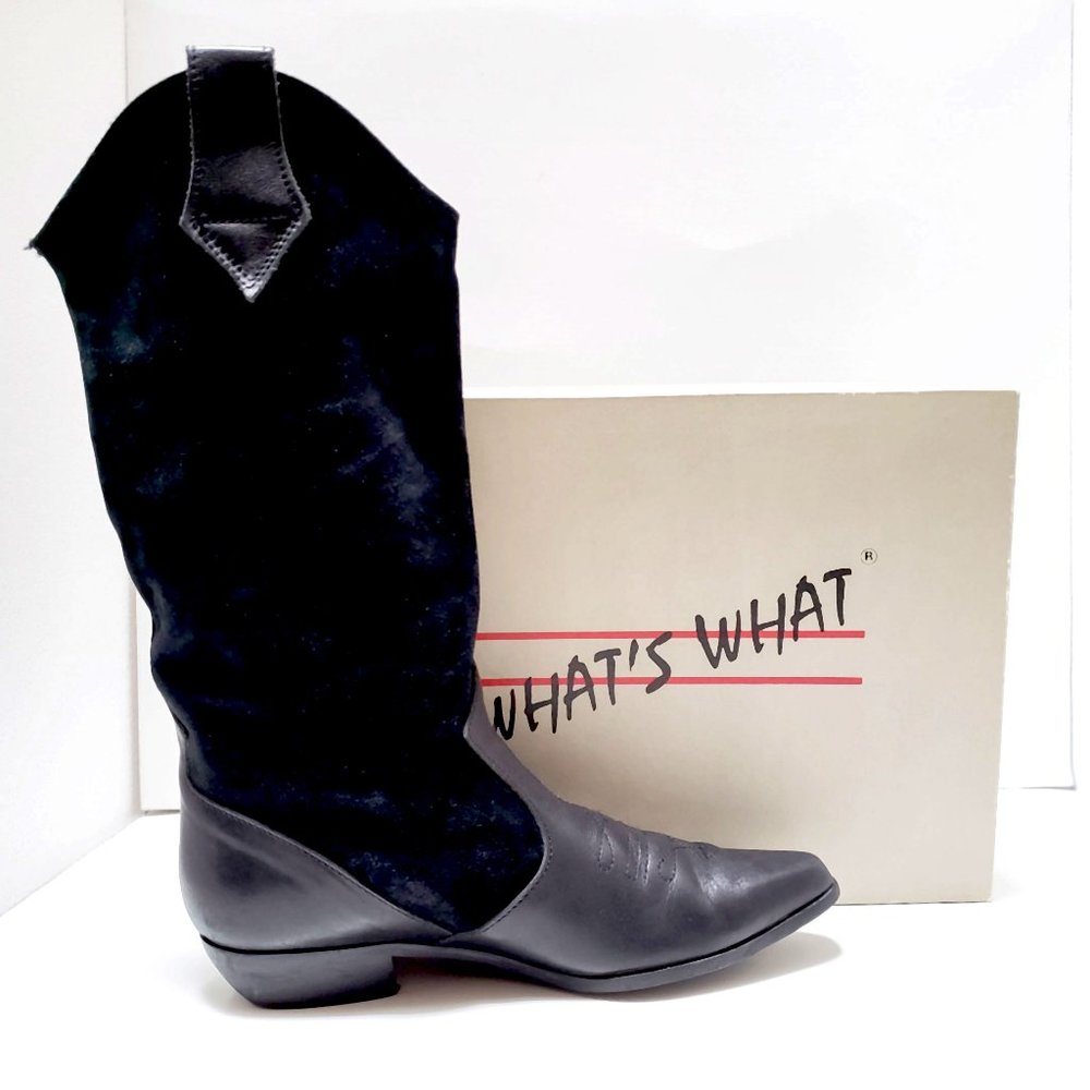 What's What Black Suede Mid Calf Boot Style Rowdy